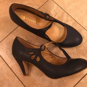 Navy Blue Mary Jane Style Heels